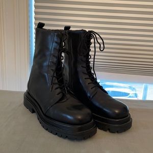 Leather combat boots